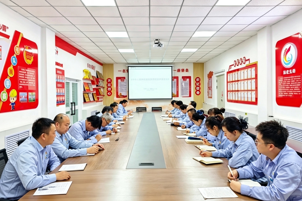 图为开展《中华人民共和国民族团结进步促进法》专题学习现场（温亚芳 摄）
